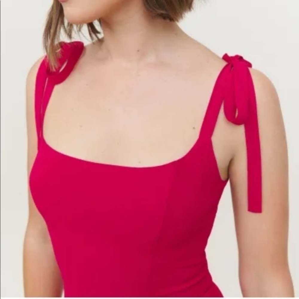 Reformation Besse Dress in Rhubarb *NEW* - Picture 3 of 6